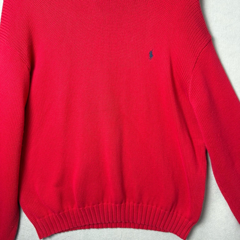 Vintage Polo Ralph Lauren Sweater Mens XL Red Chunky Knit Preppy Holiday Office - Picture 3 of 8